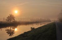 waterig zonnetje in ochtendmist Strobosservaart (2) 2okt11 